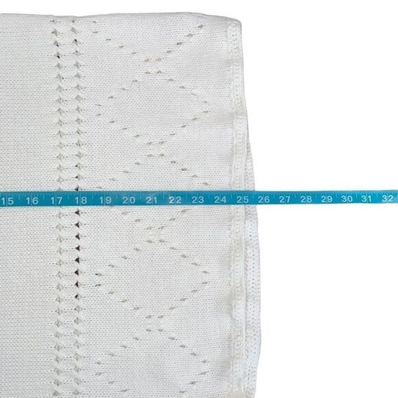 Loft 100% Cotton white knitted Short Sleeve Sweater Blouse size Medium - Picture 5 of 6